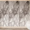 Interior Textured Stone Panel Feature Wall With Backlighting And Decorative Sphere