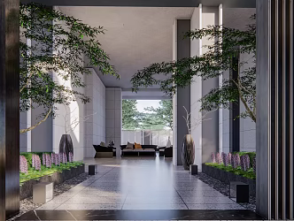 Modern Garden Landscape Mansion Community Landscape 3d model