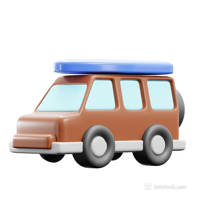 Brown Utility Vehicle With Blue Roof And Clear Windows Design 3d model 