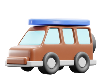 Modern minivan van vehicle cartoon minivan 3d model