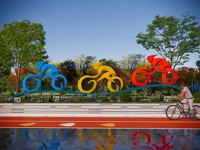 Modern cycling fitness sports sculpture model