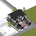 Traditional Chinese Style Detached Villa Surrounded by Lush Greenery with Courtyard and Terrace