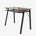 Modern Glass Top Desk With Black Metal Frame And Sleek Design Structure
