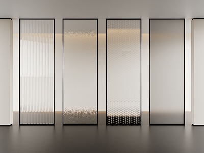 Changhong glass screen ash yarn glass partition art glass screen partition 3d model