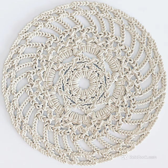 Beige Handwoven Square Carpet With Intricate Woven Patterns And Detailed Texture 3d model 