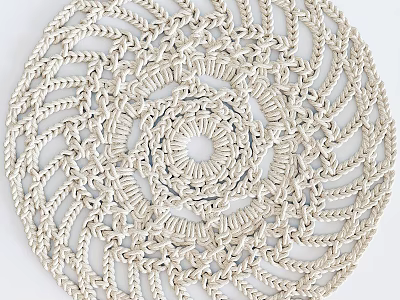 Beige Handwoven Square Carpet With Intricate Woven Patterns And Detailed Texture 3d model