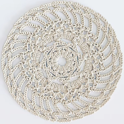 Beige Handwoven Square Carpet With Intricate Woven Patterns And Detailed Texture 3d model