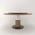 Modern Round Dining Table With Wooden Top And Tapered Pedestal Base