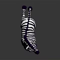 Purple And White Striped Zebra Stuffed Toy On Dark Background With Reflection 3d model