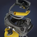 Diving Suit With Harness Yellow Oxygen Tank And Black Flippers For Diving