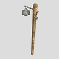 Agricultural Equipment Wooden Pole With Metal Lamp For Outdoor Farm Use