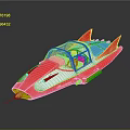 Red And White Cosmic Aerospace Spacecraft With Transparent Cockpit For Exploration Missions