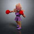 Game Movie Character In Purple Dress With Red Boxing Gloves And Spiky Head Fighting Pose