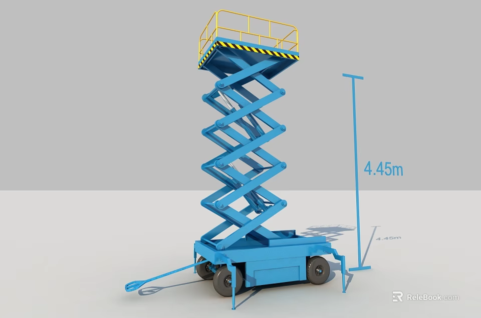 Industrial Equipment Blue Mobile Scissor Lift With 4.45m Lifting Height For Industrial Use 3d model 