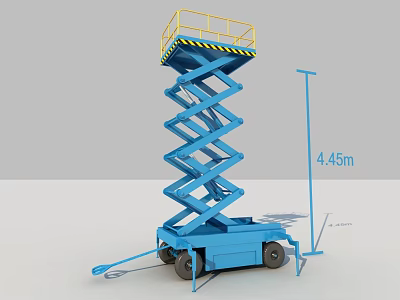 Industrial Equipment Blue Mobile Scissor Lift With 4.45m Lifting Height For Industrial Use 3d model