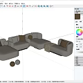 Modern Modular Sofa Set With Brown Light Gray Modules And Comfortable Cushions 3d model