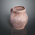 Traditional Handmade Clay Pot With Textured Surface And Handle For Daily Use