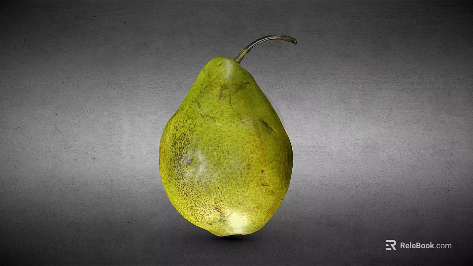 Fresh Greenish Yellow Speckled Pear On Gray Background With Natural Texture 3d model 