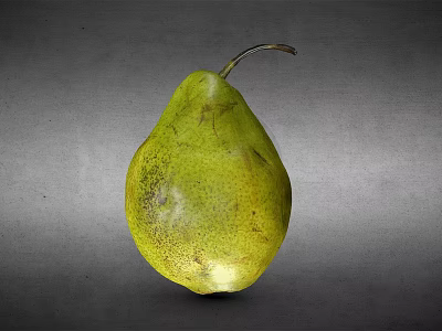 Fresh Greenish Yellow Speckled Pear On Gray Background With Natural Texture 3d model