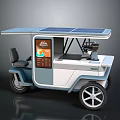 Solar Powered Mobile Vehicle With Blue And White Body And Digital Display Screen