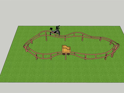 Outdoor Playground Amusement Equipment With Curved Track And Small Cart For Kids 3d model