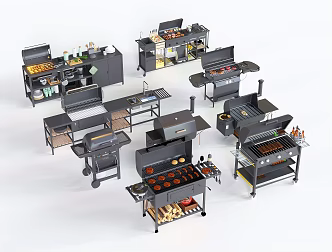 Modern outdoor barbecue grill barbecue table camping barbecue sketches 3d model