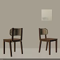 Natural Solid Wood Rattan Back Dining Chairs For Warm Minimalist Home Dining Room Interior Design