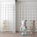 Modern Transparent Partition Design With Square And Round Grid Patterns For Home Decor 3d model