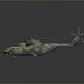 Realistic Military Helicopter Model With Camouflage Paint And Twin Rotors Structure