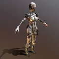 Game Movie Character Robotic Design With Silver White Armor And Metallic Details