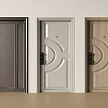 Modern Home Hinged Doors With Three Different Colored Designs And Decorative Patterns