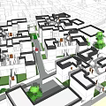 Traditional Boutique Homestay Architecture Cluster With Courtyard And Green Plants Layout