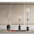 new bamboo curtain rolling curtain 3d model