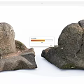 Natural Stone Wood Decor Pieces with Rough Surface and Mossy Details
