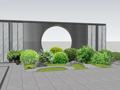 Modern Landscape Design With Circular Arch Green Shrubs And Stone Path 3d model