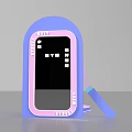 Tennis Themed Photo Check in Spot with Blue Racket Pink Balls Encounter Sports me Text