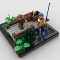 LEGO toy blocks fishing fishing scene by the lake 3d model