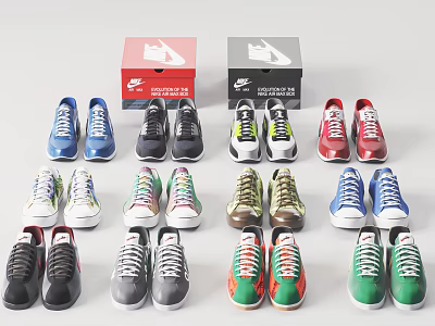 Assorted Colorful Sports Shoes Collection With Different Styles And Designs 3d model