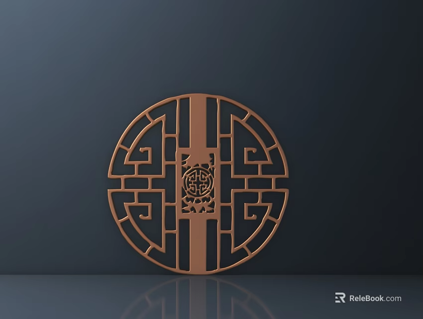 Chinese Traditional Circular Bronze Carving With Intricate Patterns On Dark Background 3d model