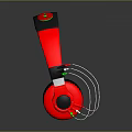 Red And Black Over Ear Headphones With Green Accents And White Wire Reflective Design