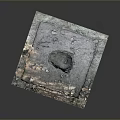 Rough Textured Square Ground Component With Holes And Stone Fragments