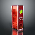 Red Vertical Equipment With Grid Design Transparent Section Green Component Silver Handle And Orange Elements 3d model