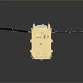 Modern Space Satellite Featuring Golden Body And Blue Solar Panels