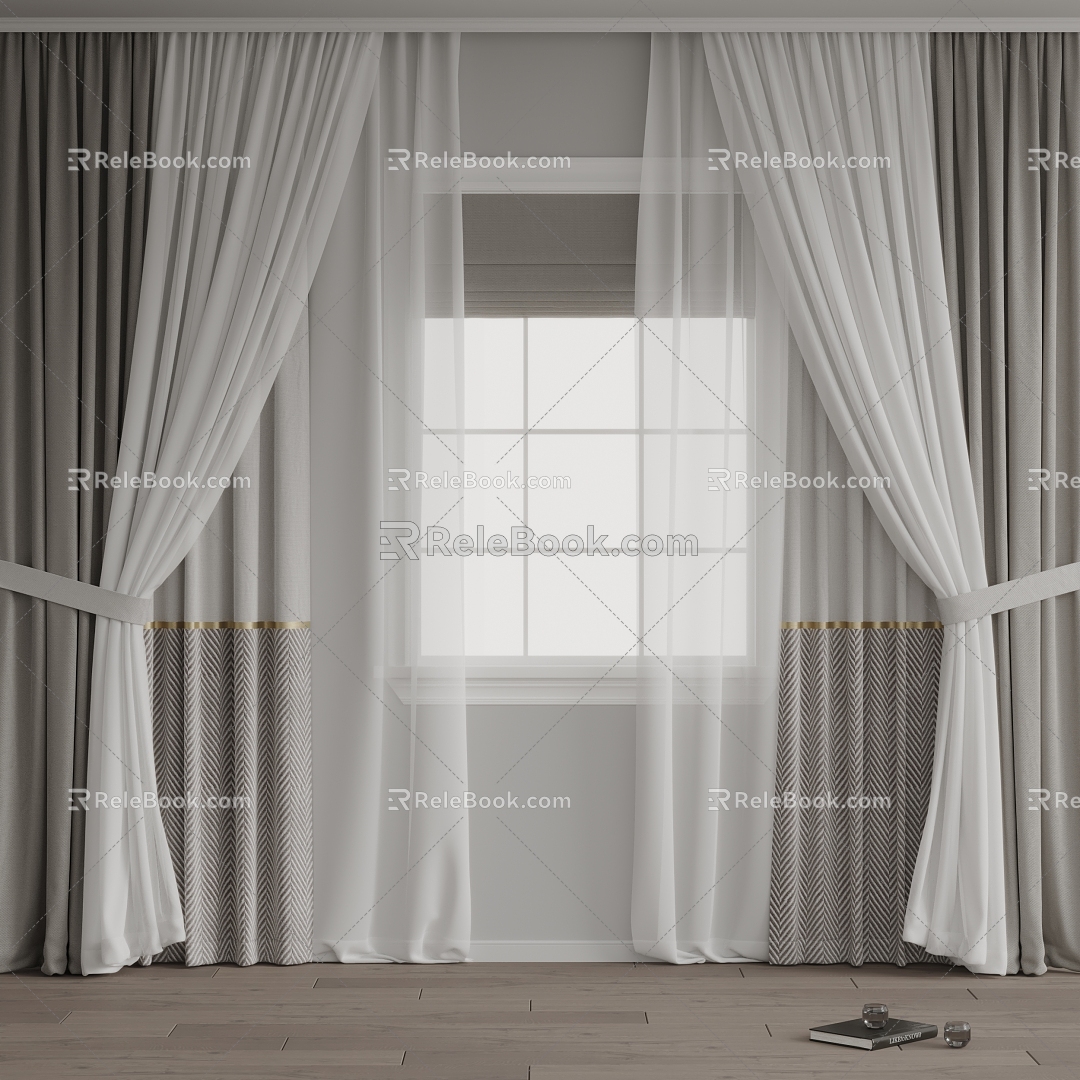 Modern Vondon Curtain Fabric Curtain 3d model