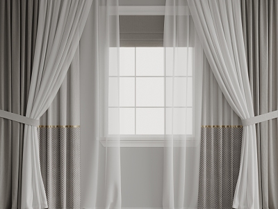 Modern Vondon Curtain Fabric Curtain 3d model