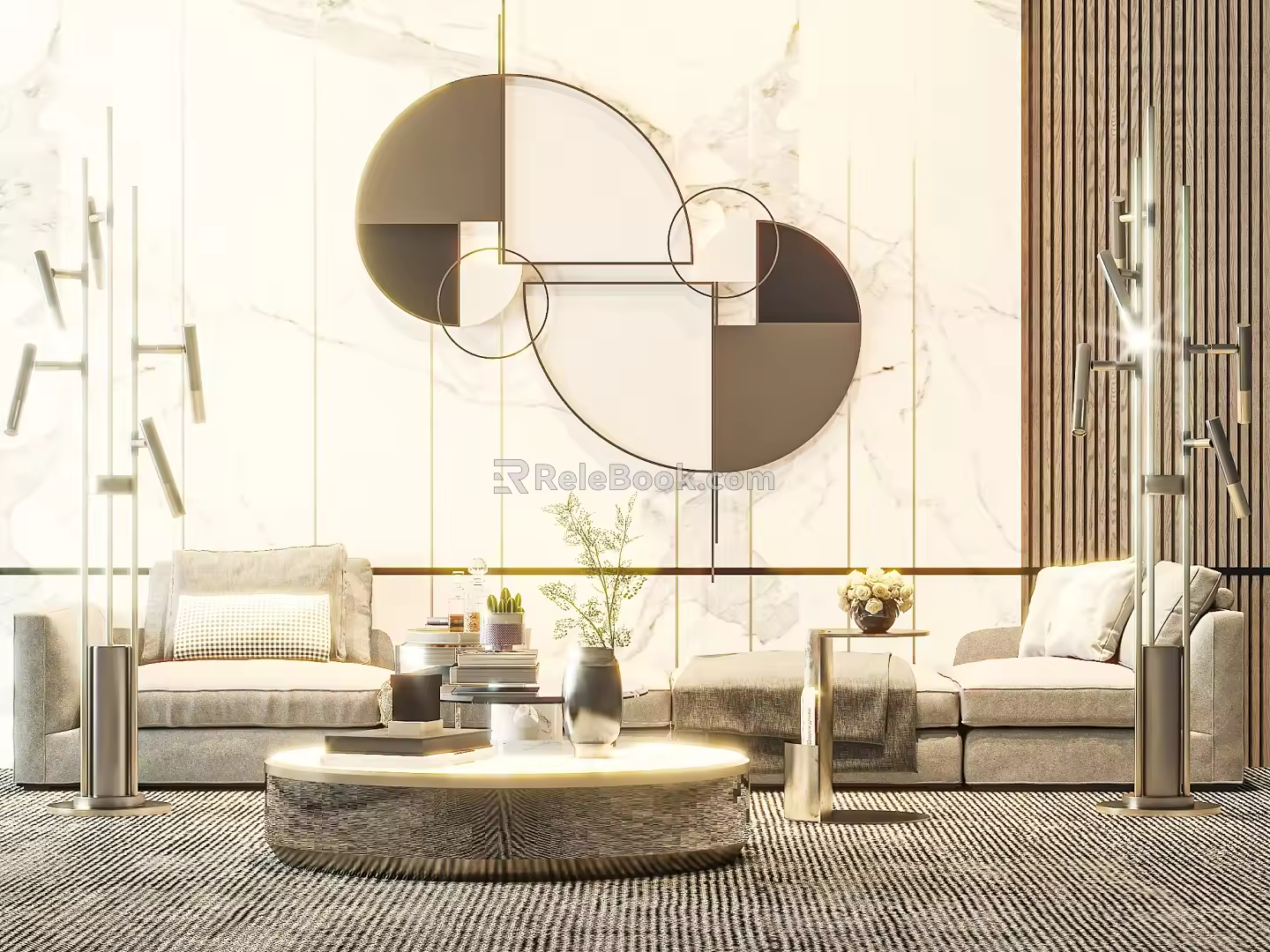 Sofa coffee table combination 3d model