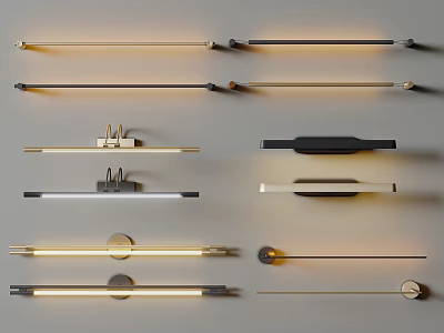 Modern Wall Lamps With Various Designs In Black Gold And Wooden Finishes 3d model