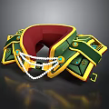 Green Yellow Red Decorative Weapon With Chain And Circular Ornaments