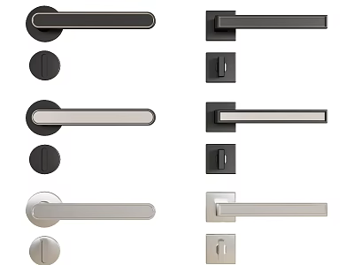 Stylish Modern Door Handles In Black And Silver With Sleek Design And Lock Plates 3d model