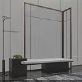 Modern Sofa Bench With Black Side Table Green Fruits Floor Lamp And Screen
